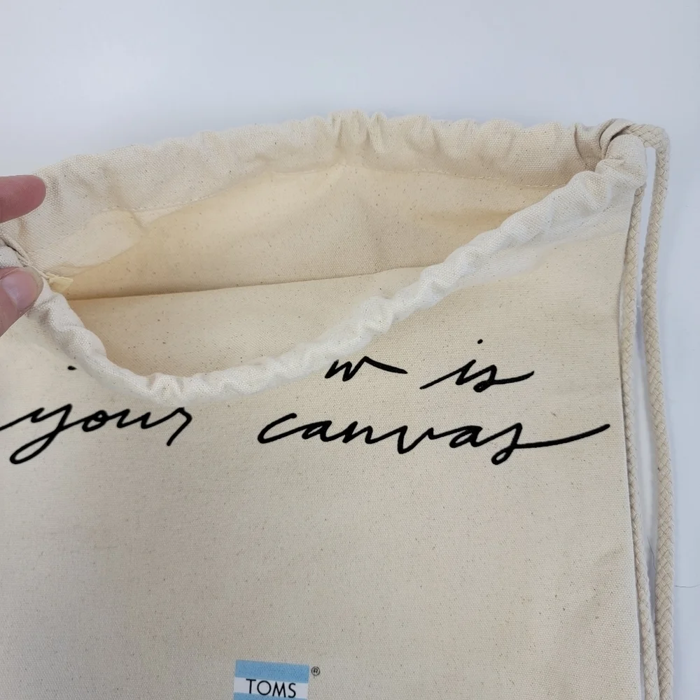 Toms Shoes Canvas Drawstring Backpack Tote Tomorrow Is Your Canvas